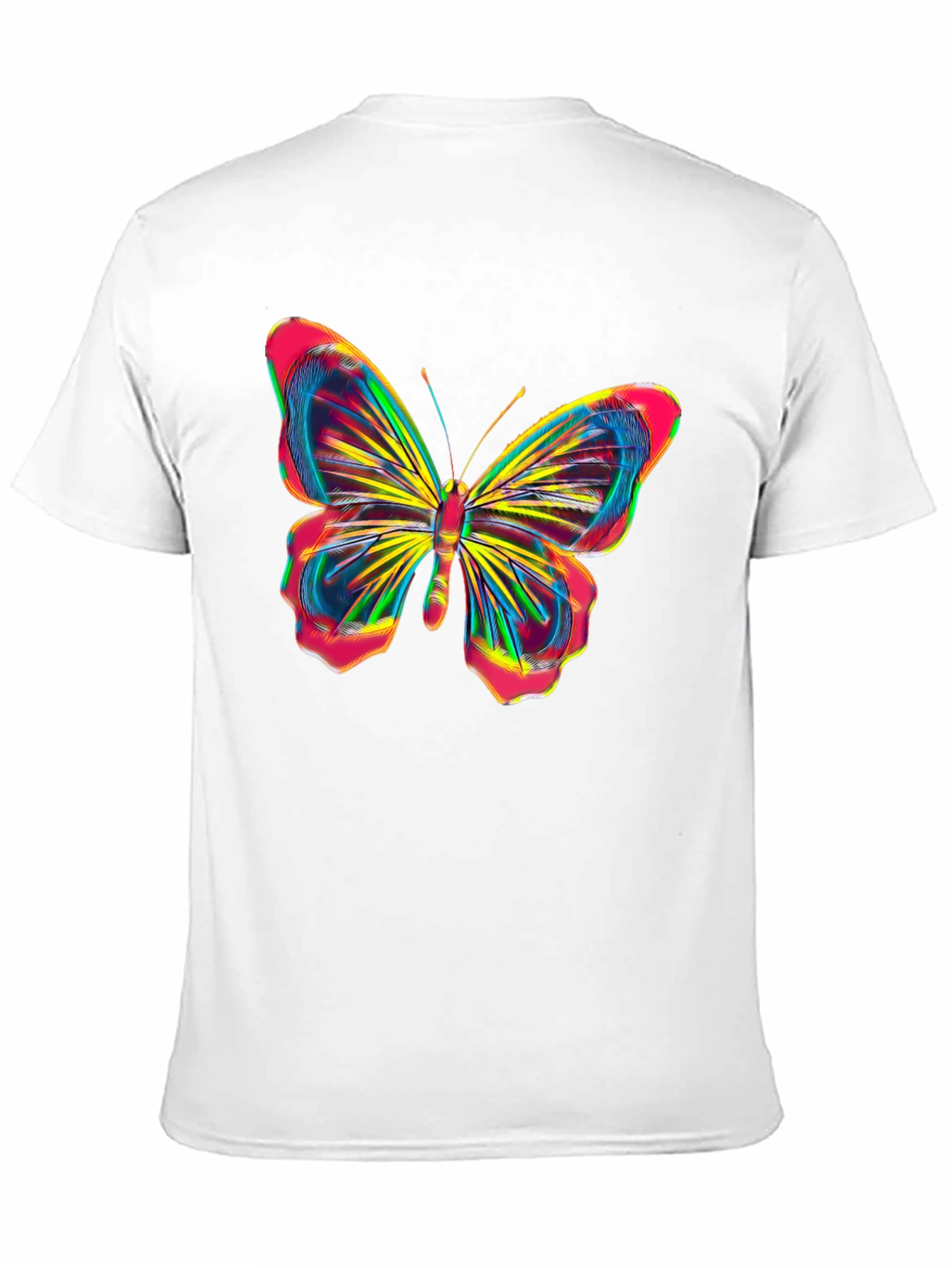 Vibrant Butterfly Graphic Tee - Bold Black Cotton Shirt