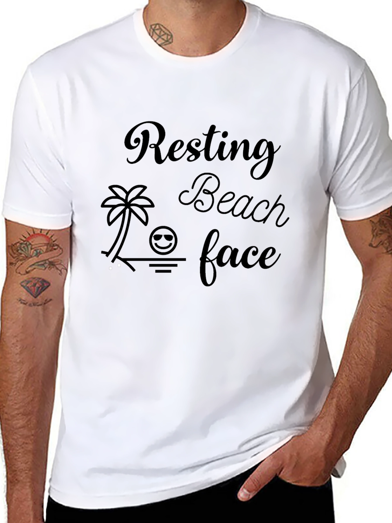 Resting Beach Face Graphic Tee - Black