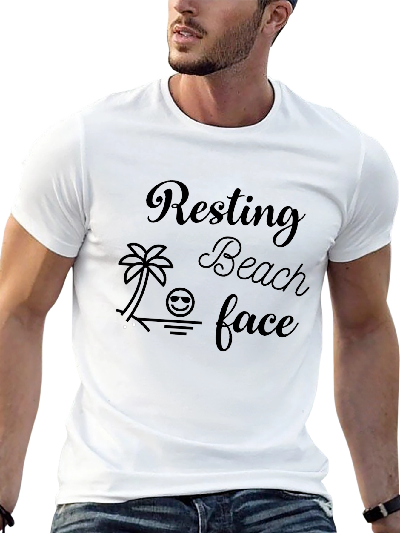 Resting Beach Face Graphic Tee - Black
