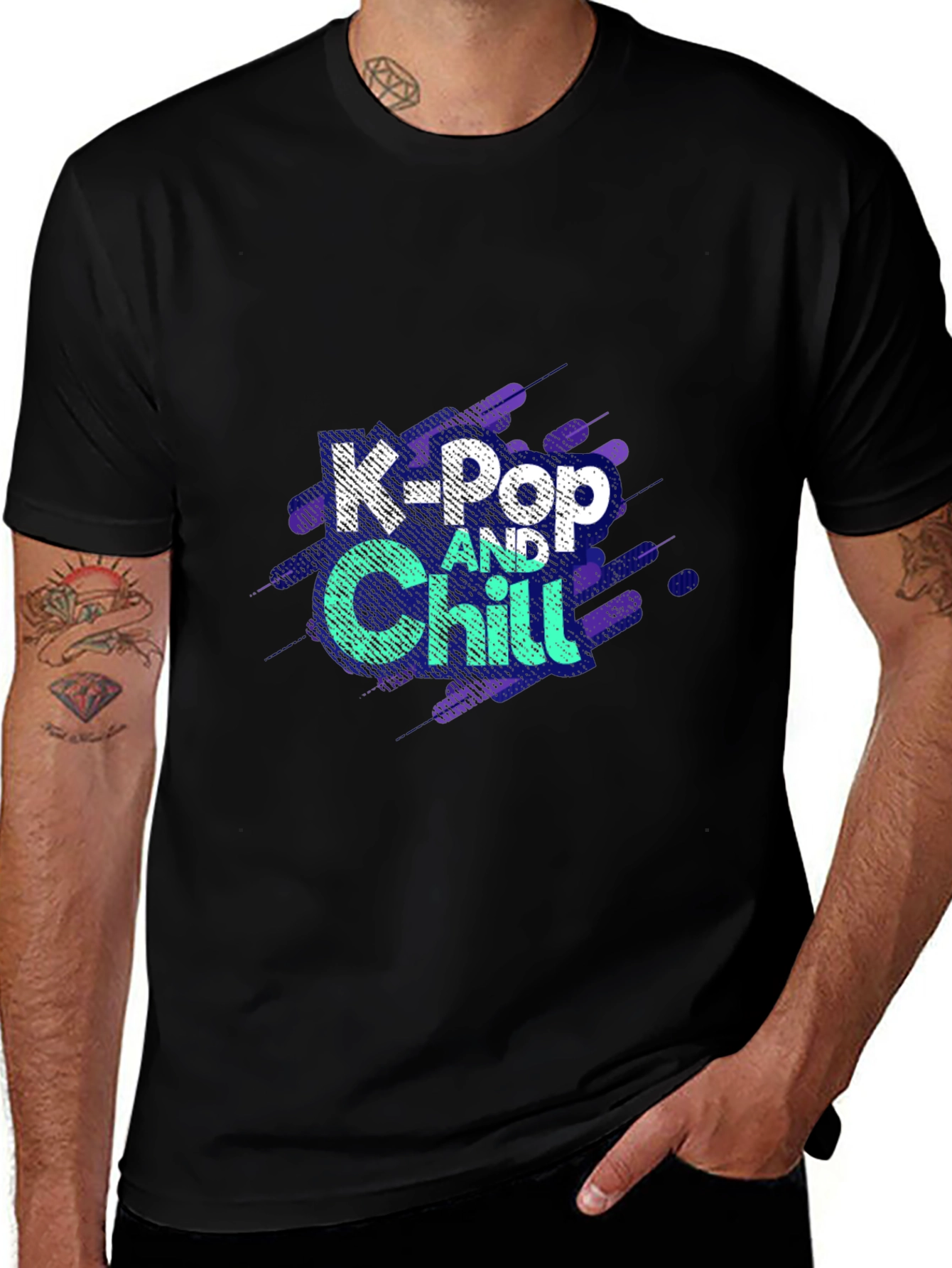 K-Pop and Chill Black Graphic Tee