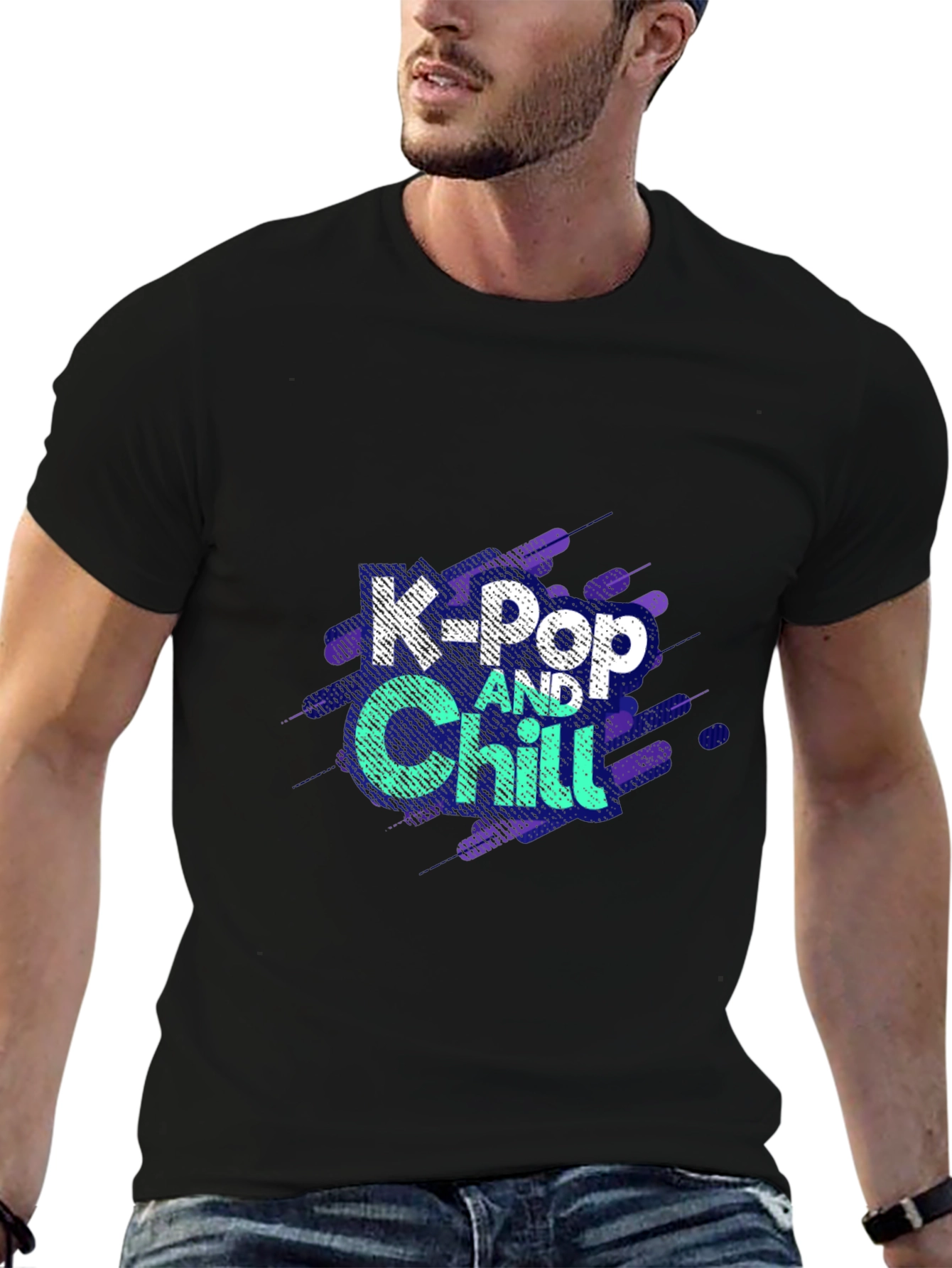 K-Pop and Chill Black Graphic Tee