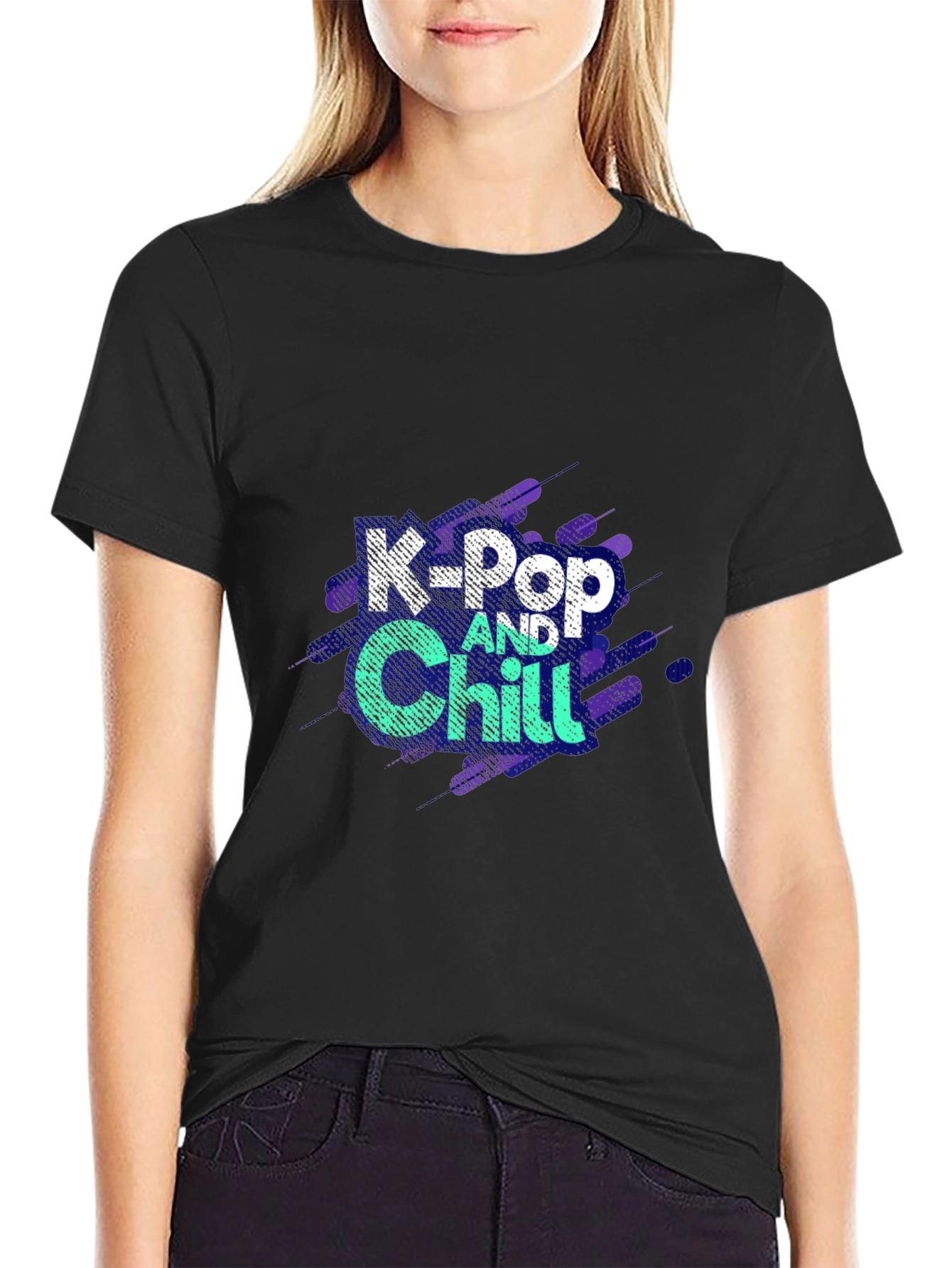 K-Pop and Chill Black Graphic Tee