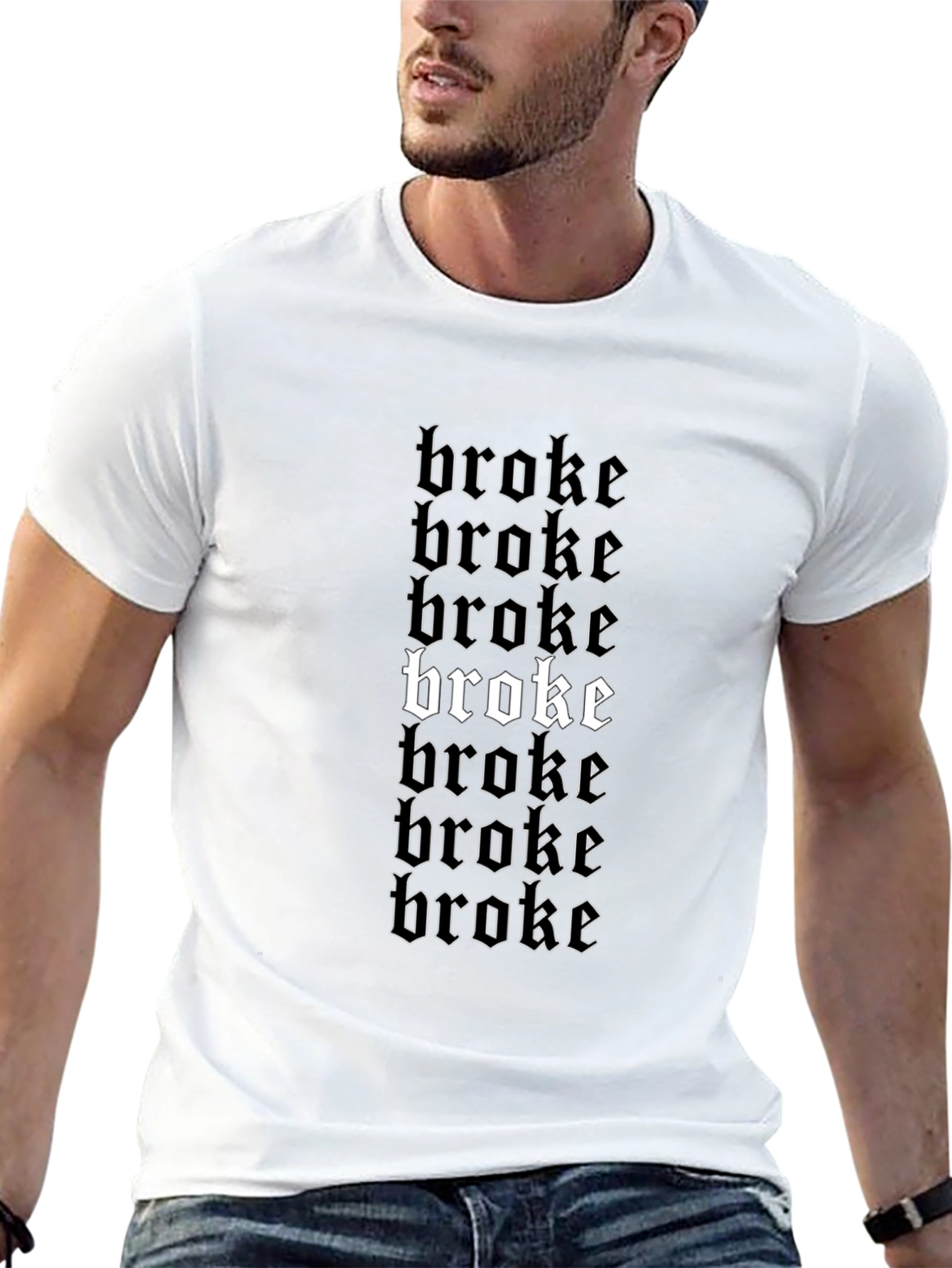 Broke Graphic Print Black T-Shirt