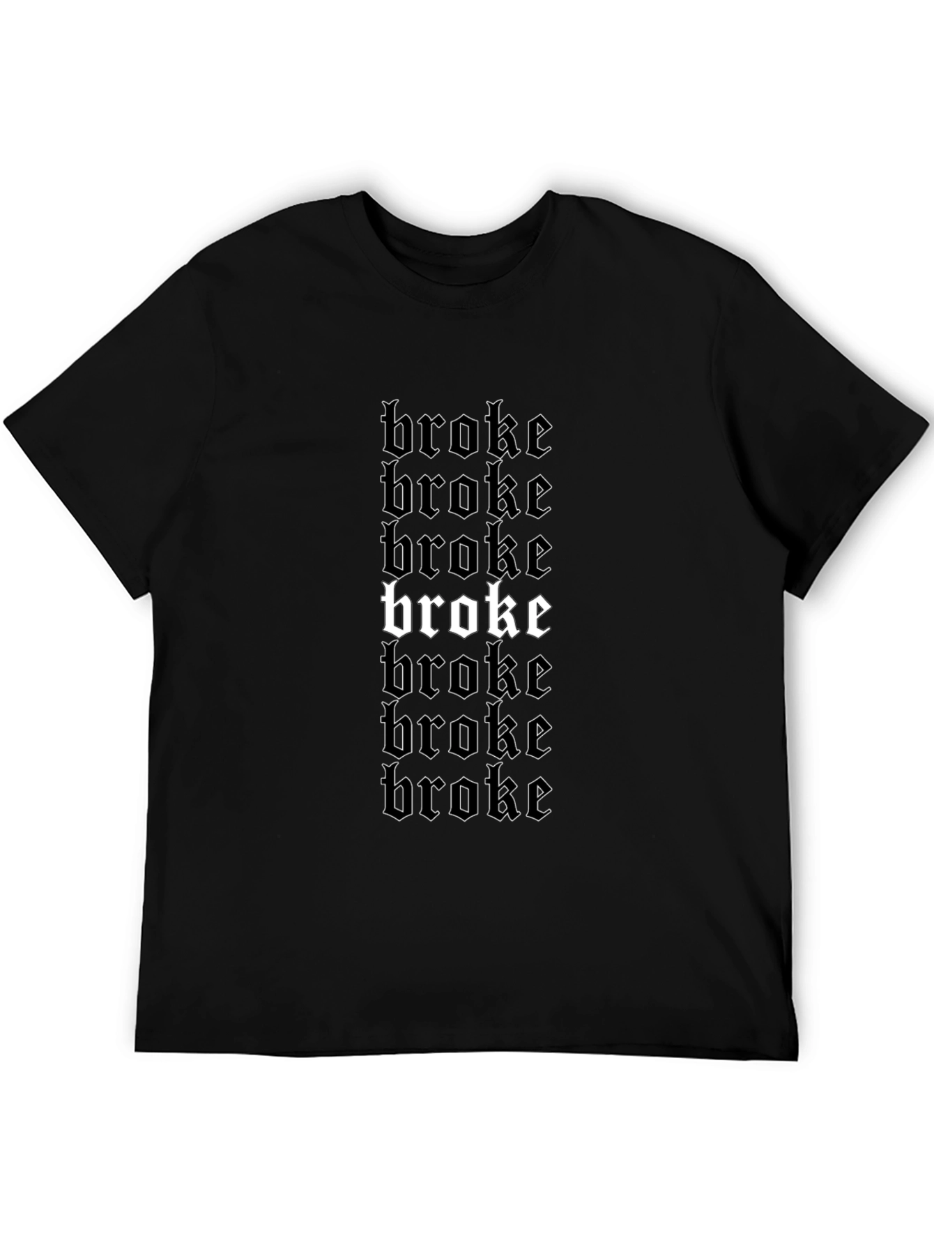 Broke Graphic Print Black T-Shirt