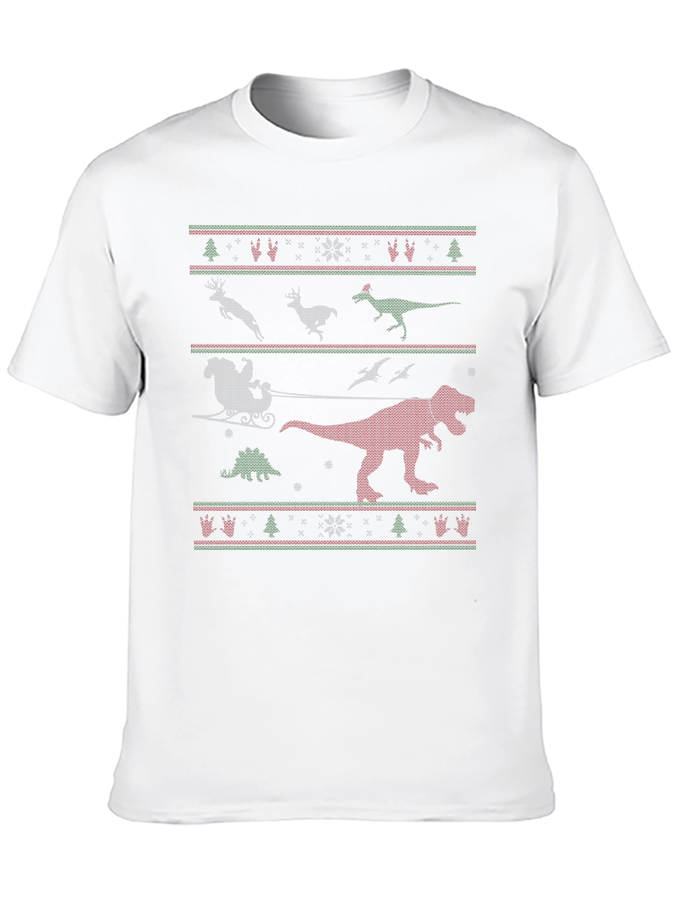 Dinosaur Christmas Sweater Pattern T-Shirt