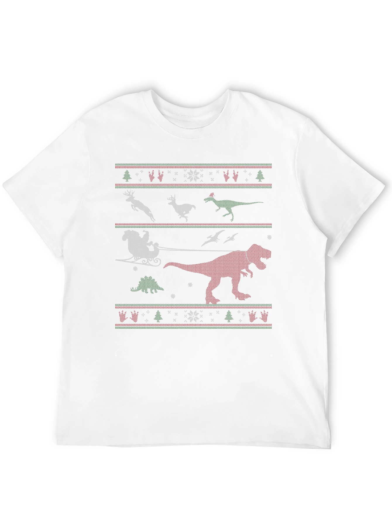Dinosaur Christmas Sweater Pattern T-Shirt