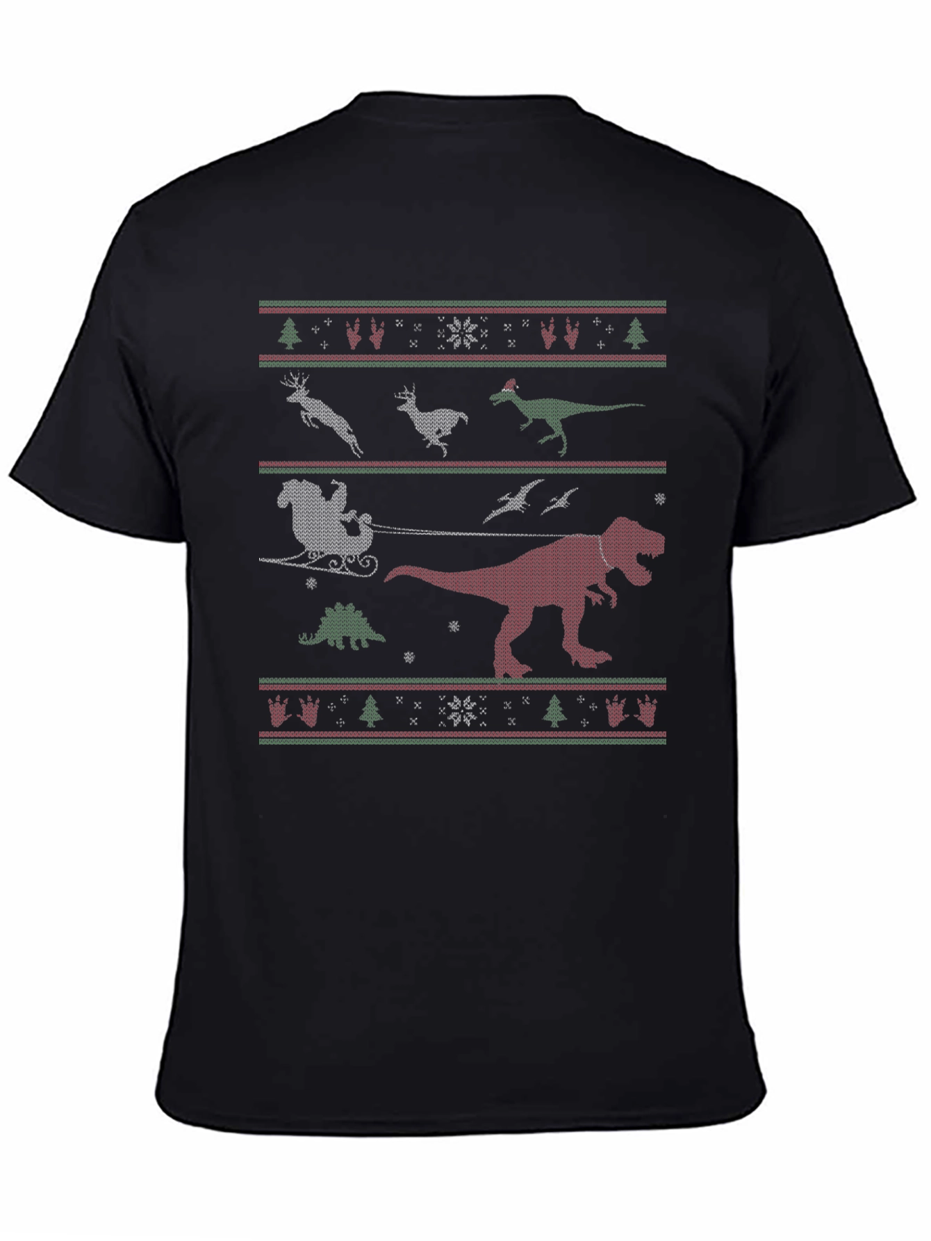 Dinosaur Christmas Sweater Pattern T-Shirt