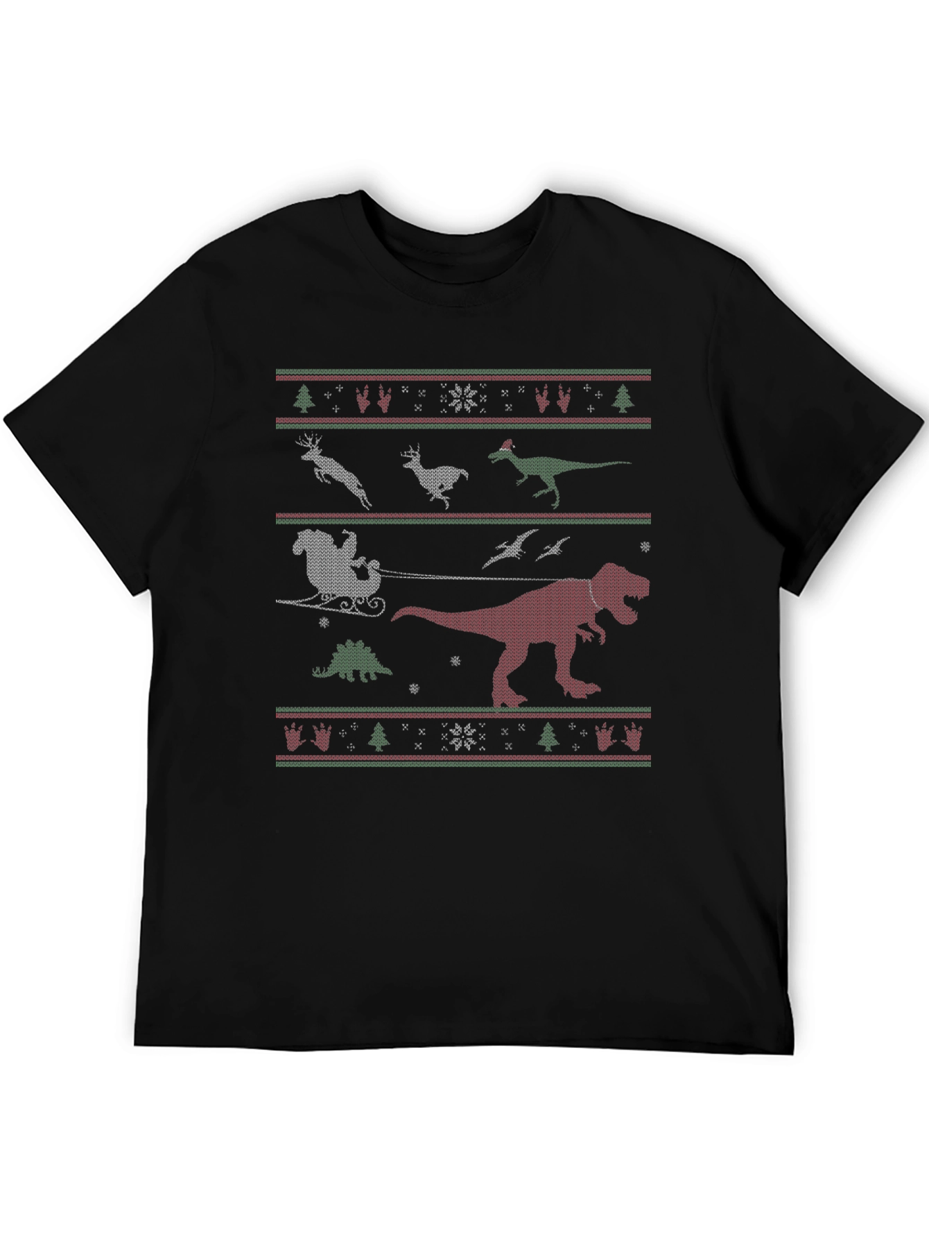 Dinosaur Christmas Sweater Pattern T-Shirt