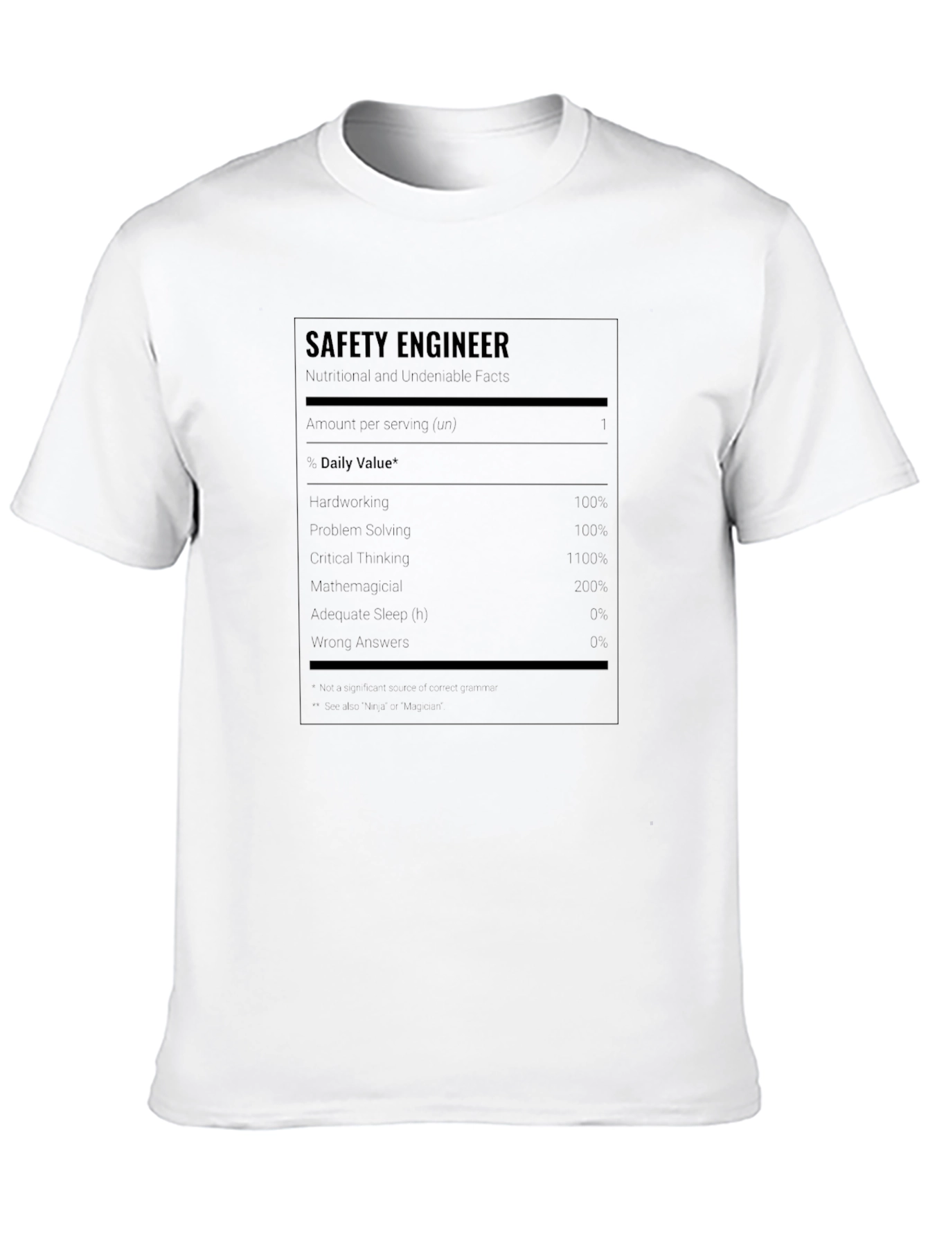 Safety Engineer Nutritional Facts T-Shirt