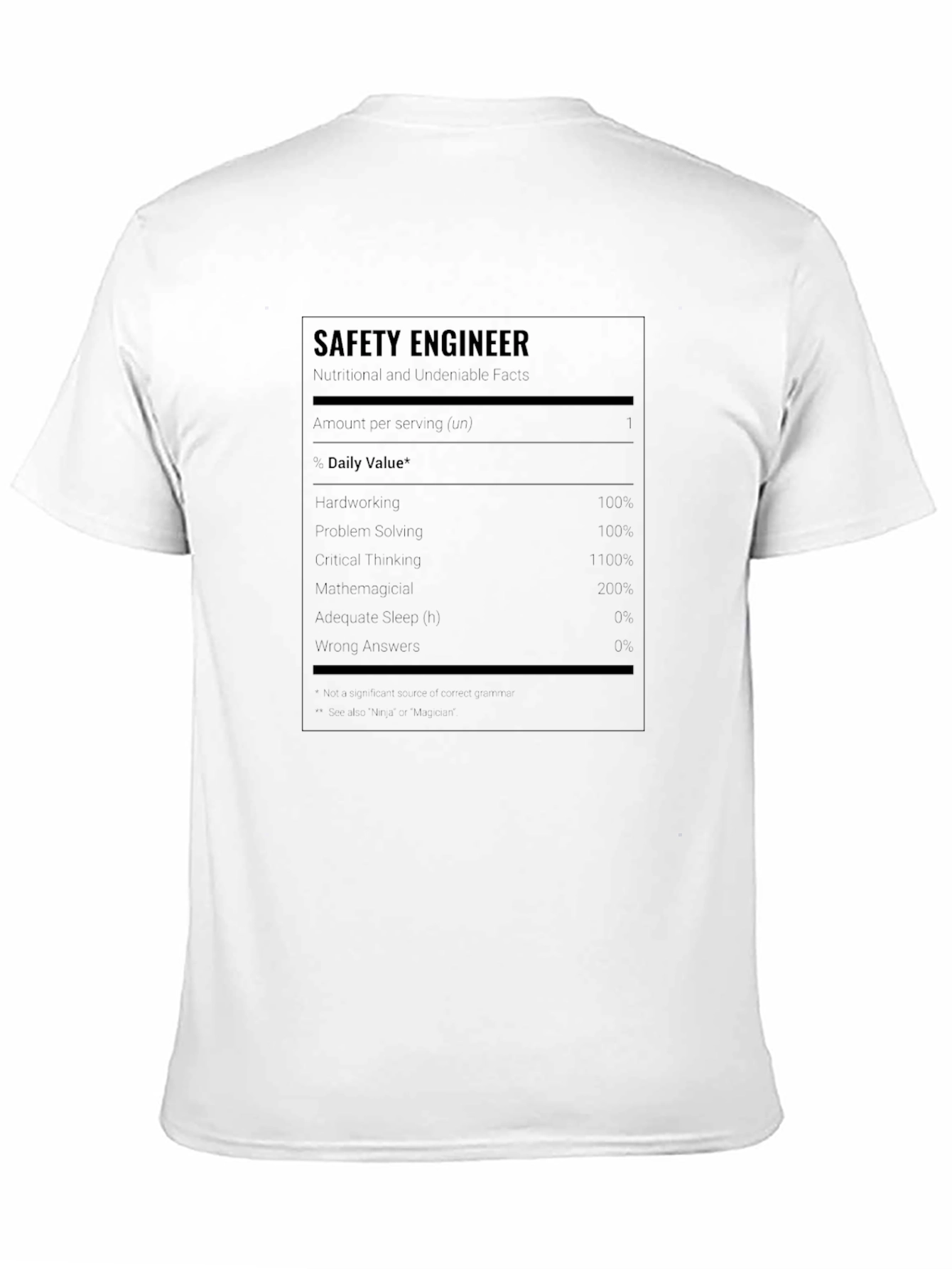 Safety Engineer Nutritional Facts T-Shirt