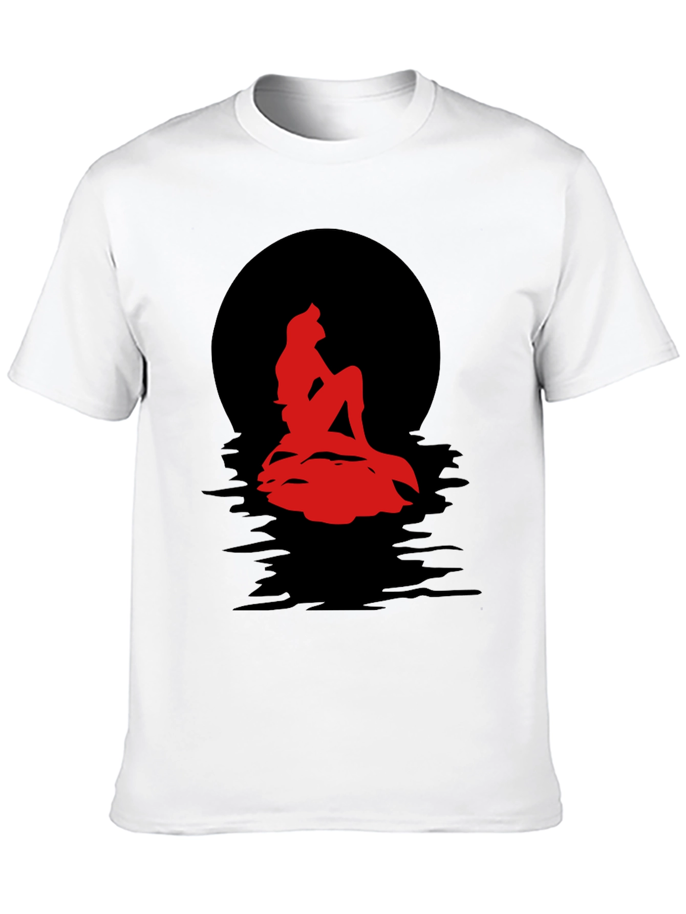 Red Mermaid Silhouette Graphic Tee