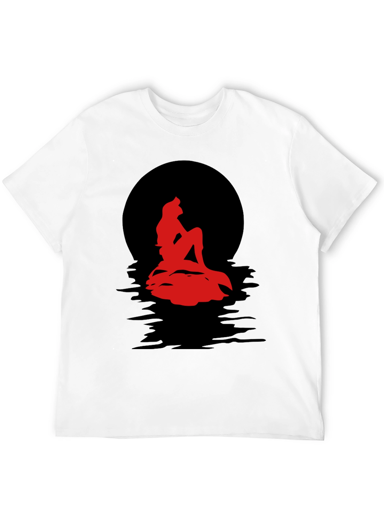 Red Mermaid Silhouette Graphic Tee