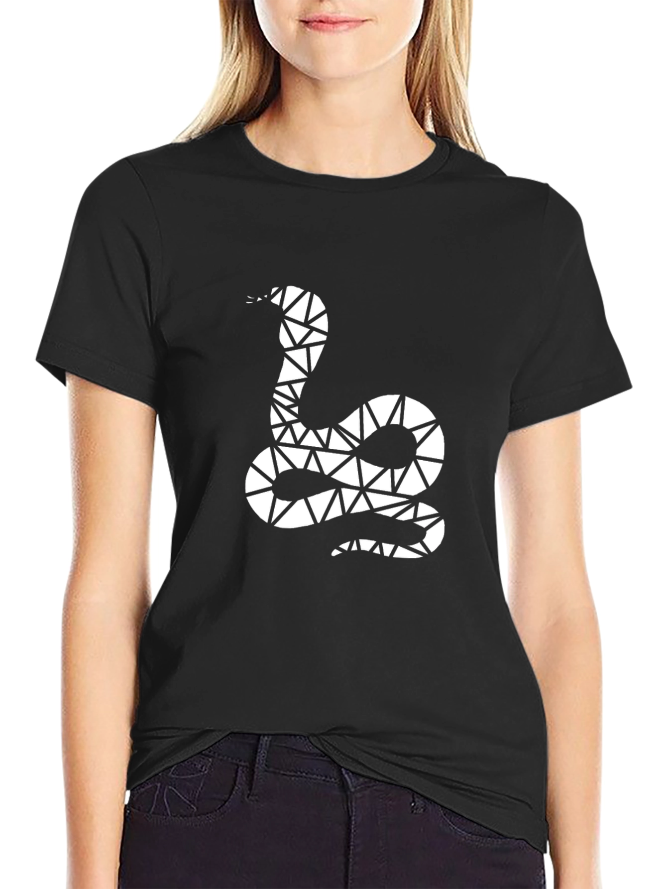 Geometric Snake Graphic Tee - Mens Black T-Shirt