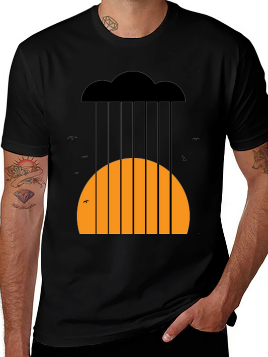 Graphic Rain Cloud and Sunset Mens T-Shirt