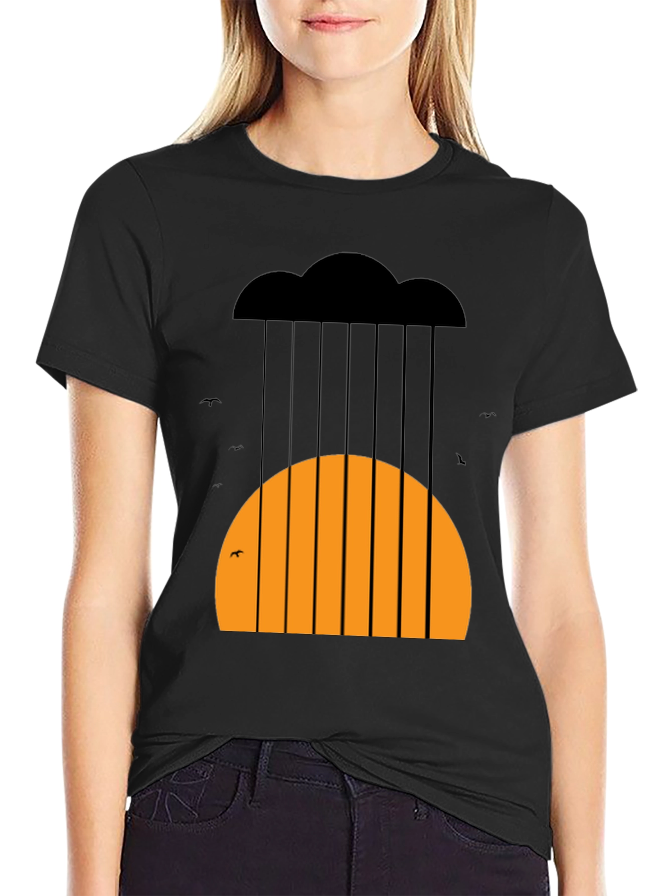 Graphic Rain Cloud and Sunset Mens T-Shirt