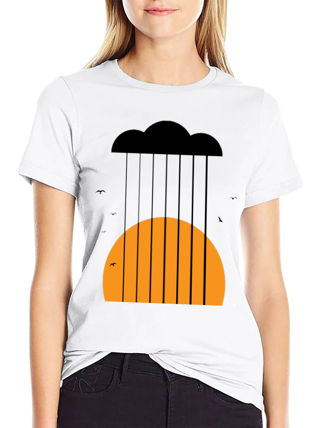 Graphic Rain Cloud and Sunset Mens T-Shirt