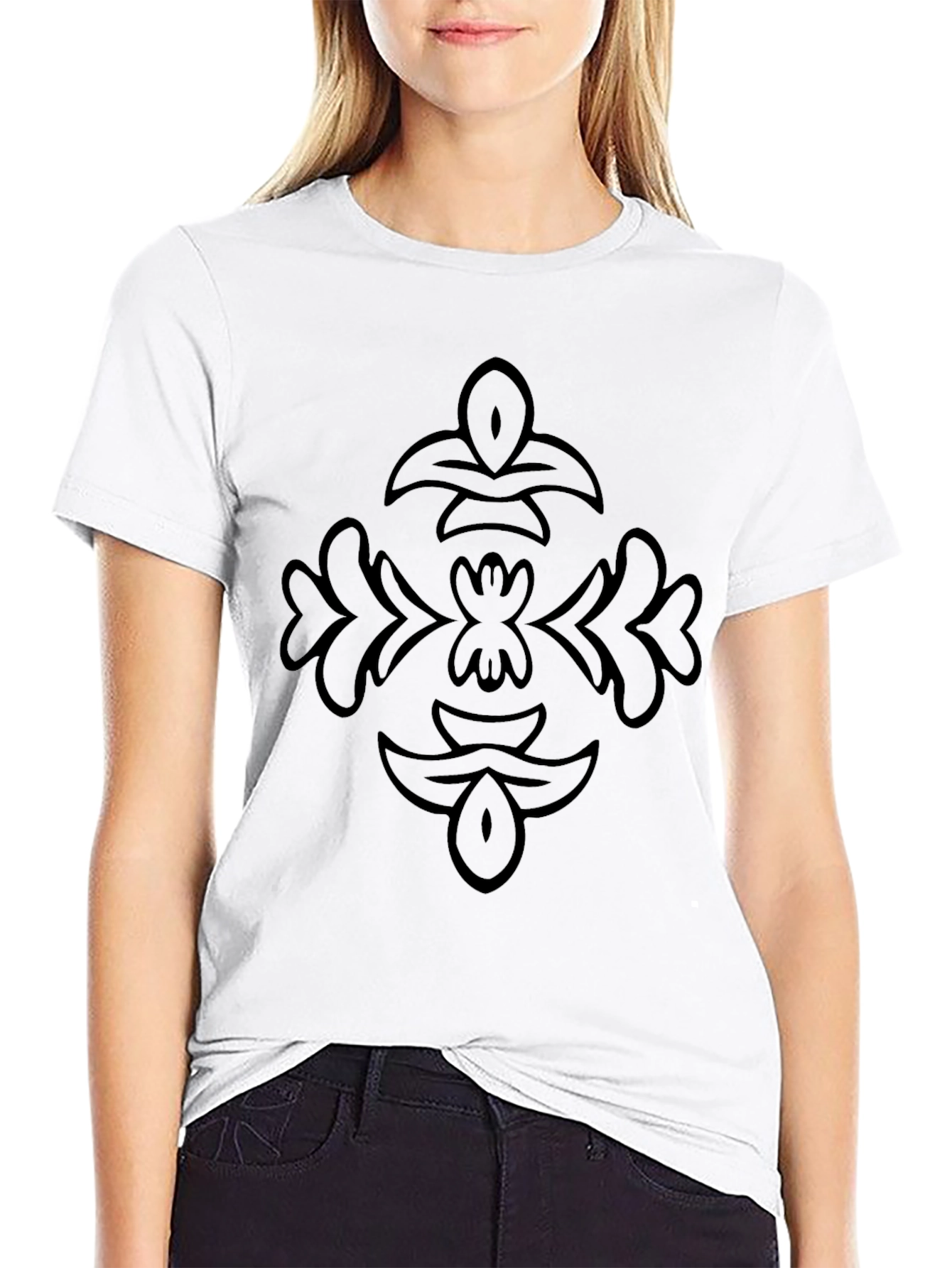 Mens Black Graphic Tee - Abstract Floral Design