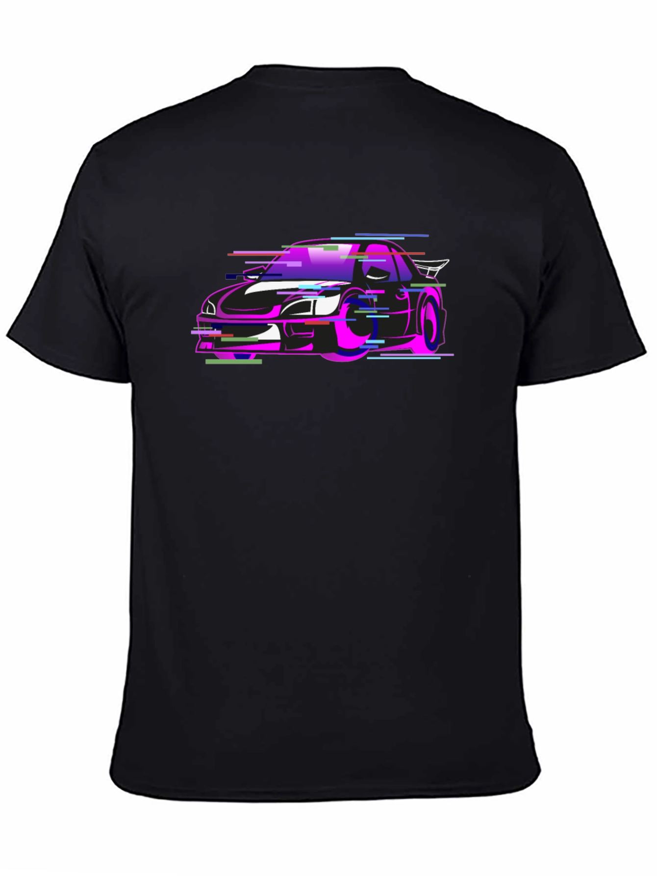 Glitch Car Graphic Black T-Shirt