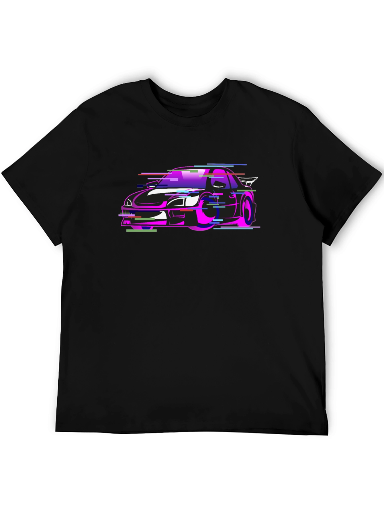 Glitch Car Graphic Black T-Shirt
