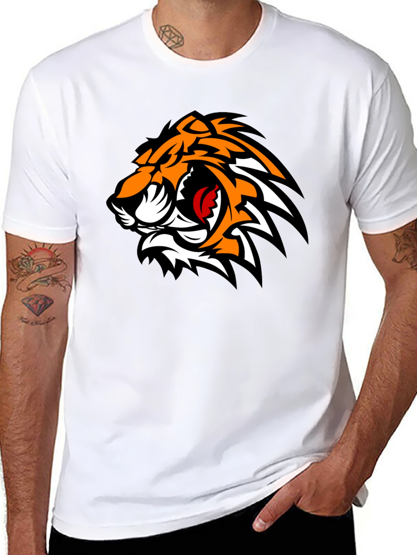 Black T-Shirt with Tiger Graphic