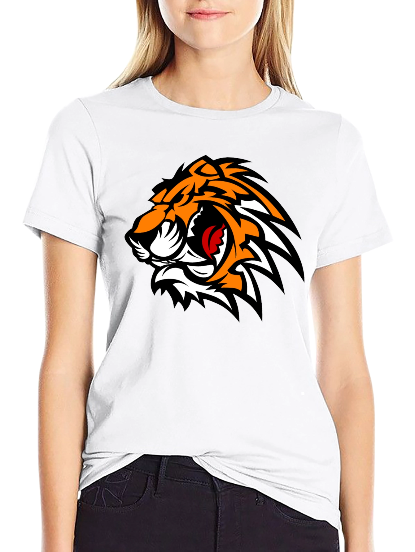 Black T-Shirt with Tiger Graphic