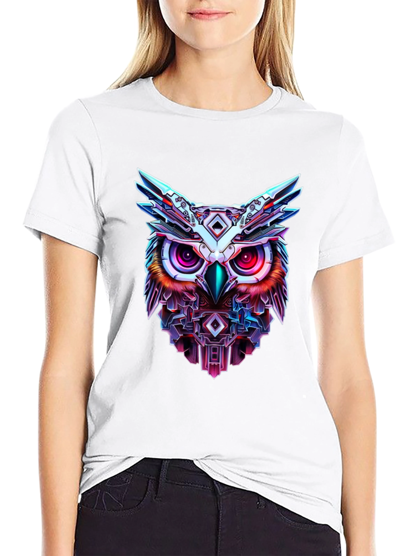 Cyberpunk Owl Graphic T-Shirt - Unique Design
