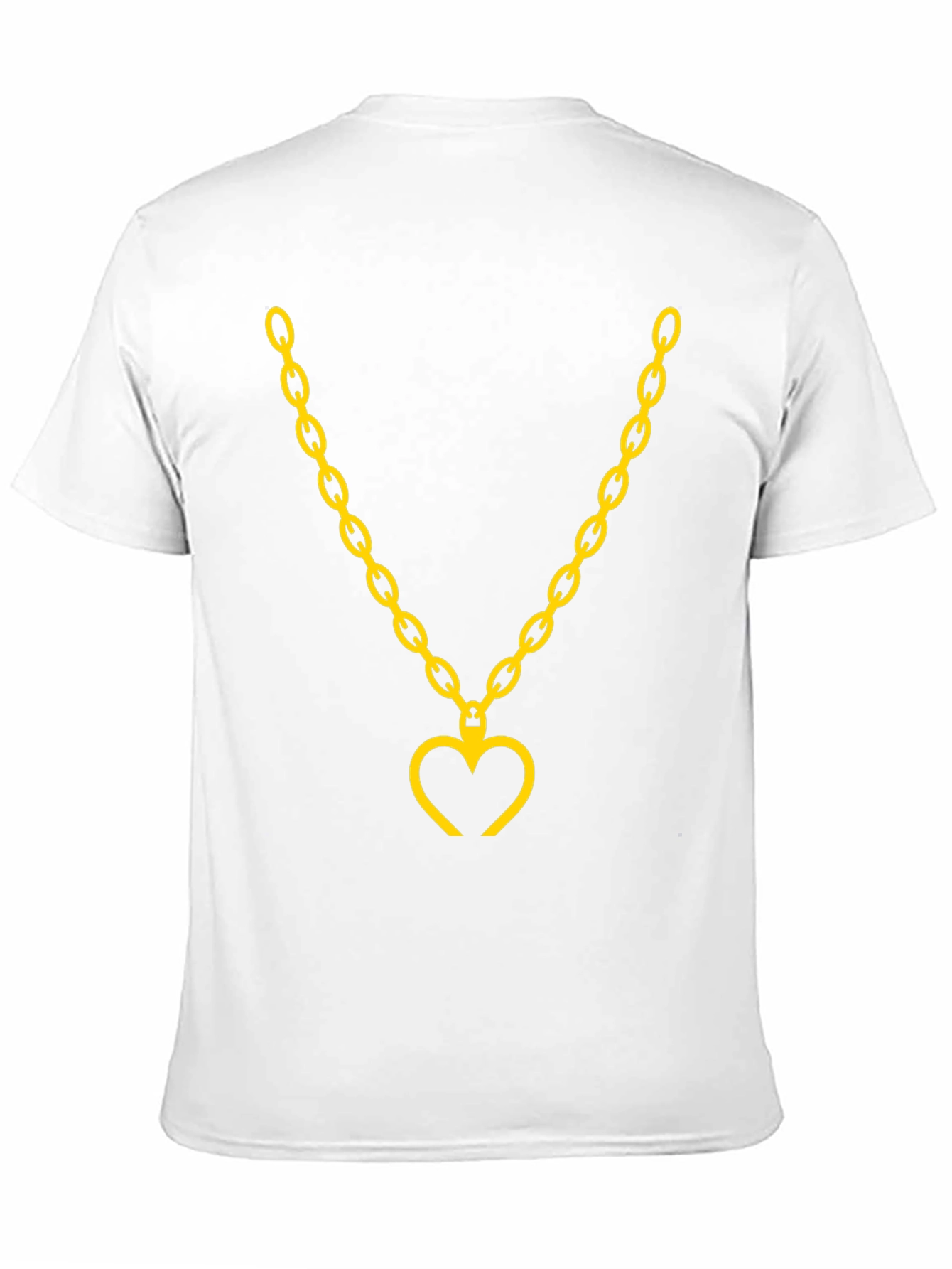 Mens Black T-Shirt with Gold Heart Chain