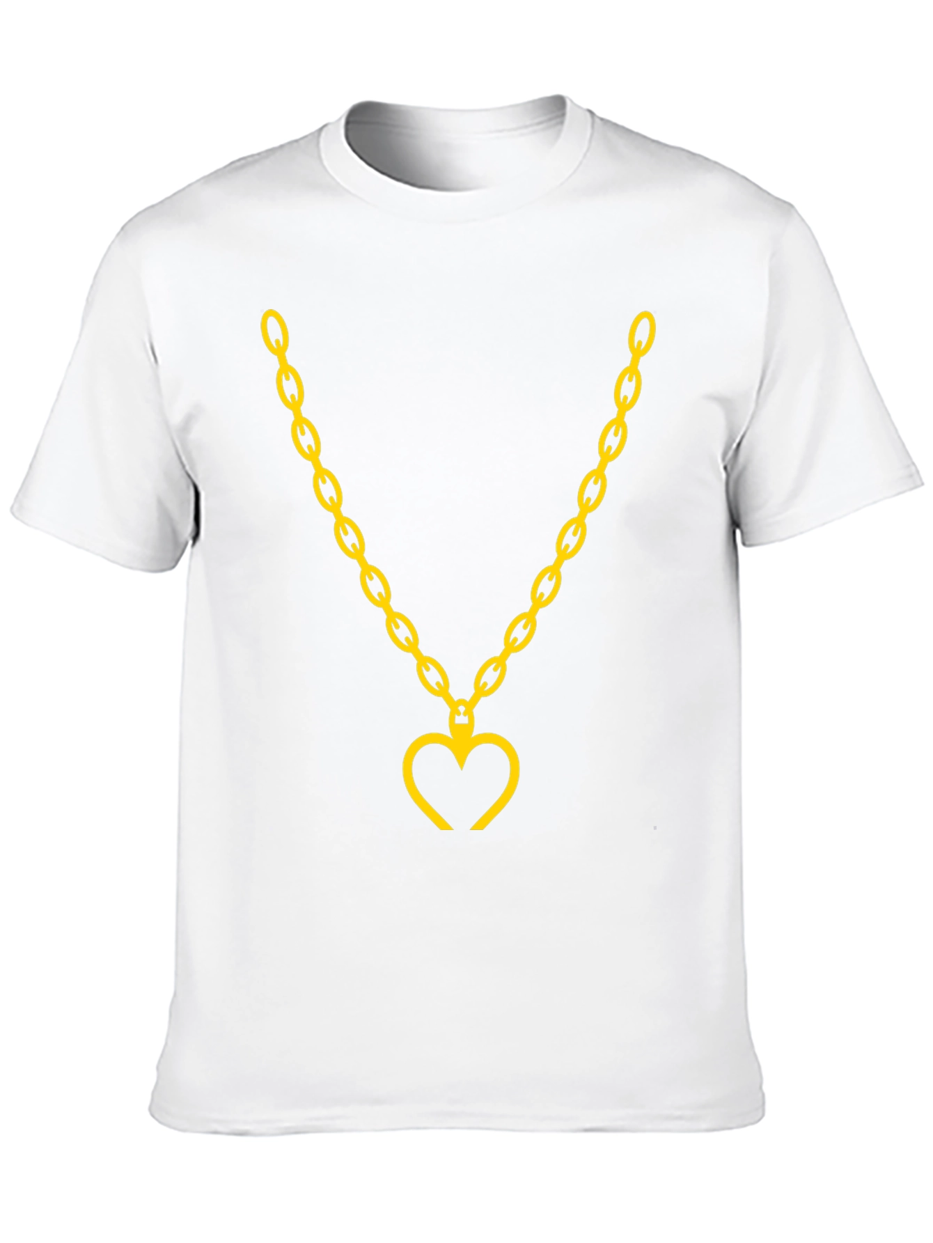 Mens Black T-Shirt with Gold Heart Chain
