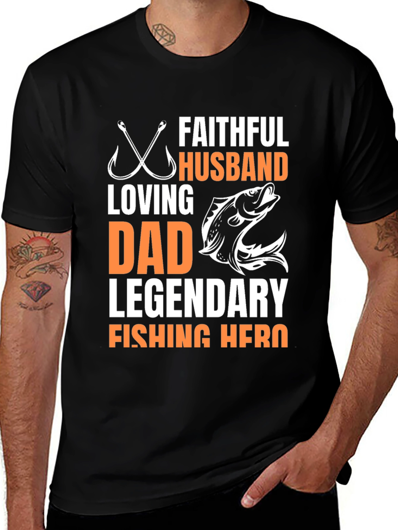 Faithful Husband Fishing Hero Graphic Tee