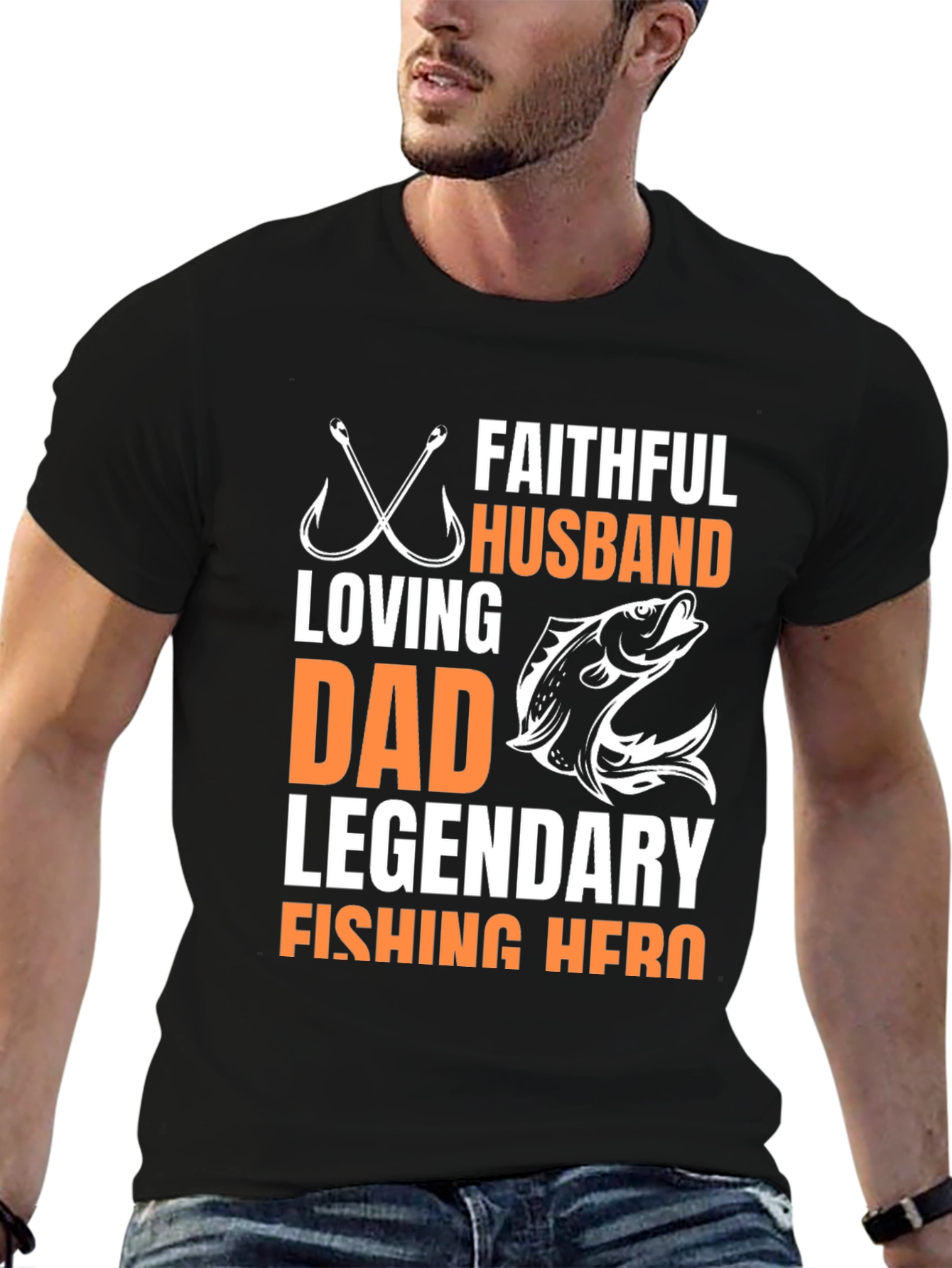 Faithful Husband Fishing Hero Graphic Tee
