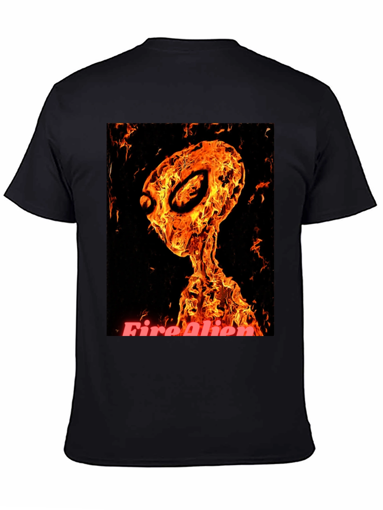 Fiery Alien Graphic T-Shirt - Black