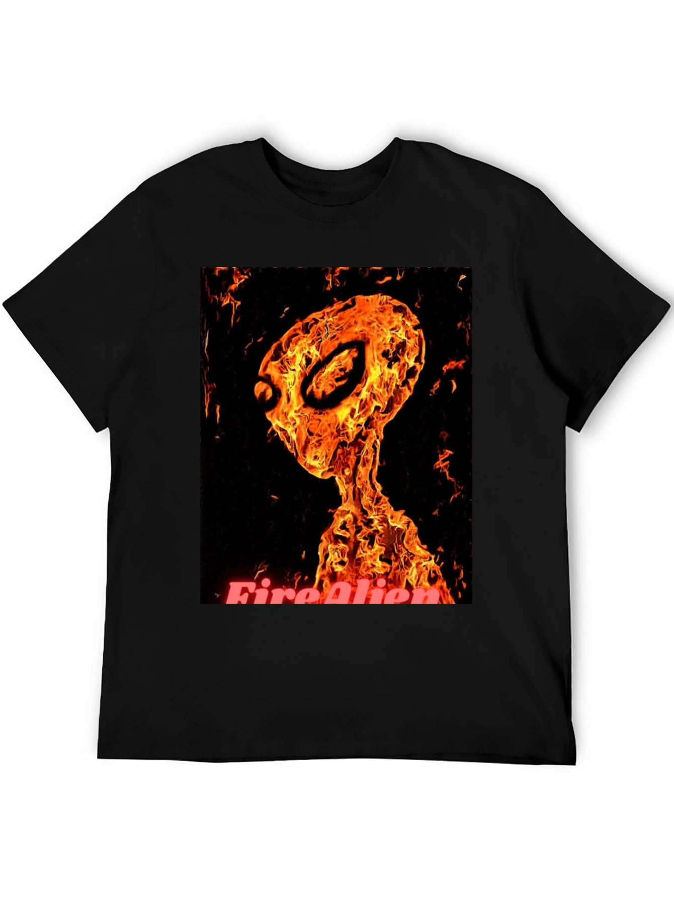Fiery Alien Graphic T-Shirt - Black