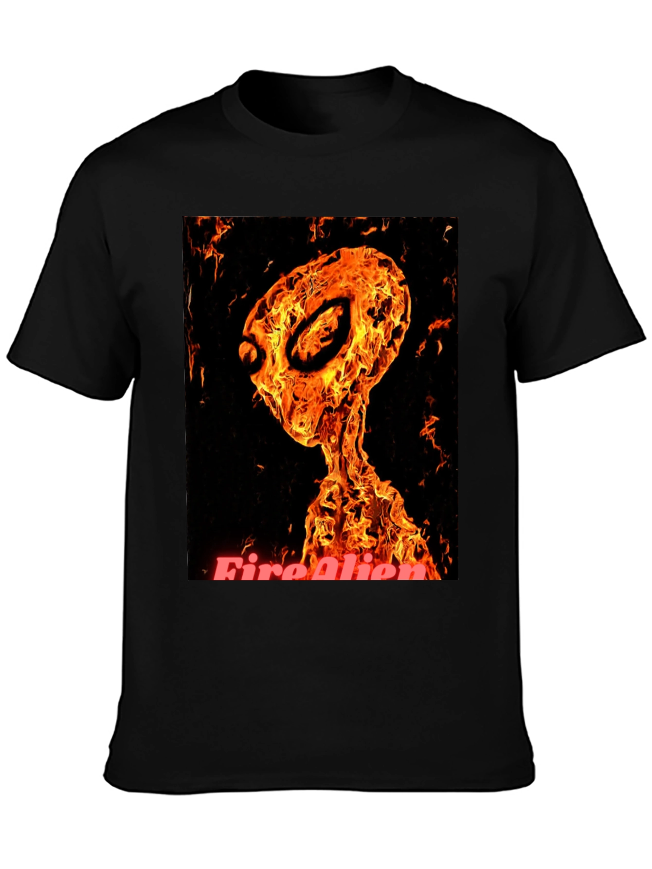 Fiery Alien Graphic T-Shirt - Black