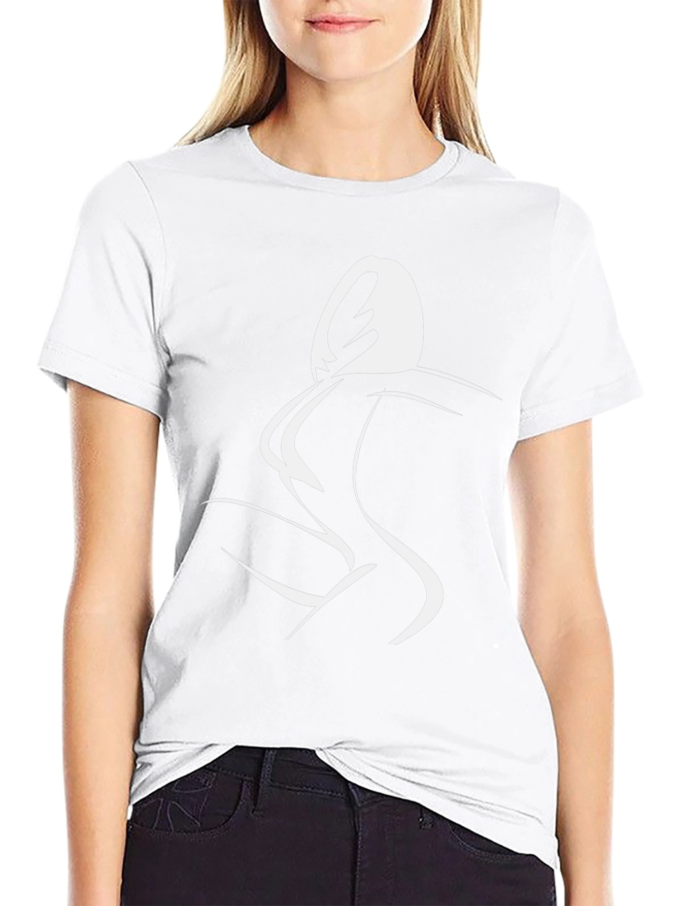 Minimalist Woman Silhouette Graphic Tee - Black