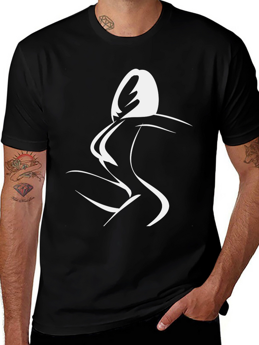 Minimalist Woman Silhouette Graphic Tee - Black