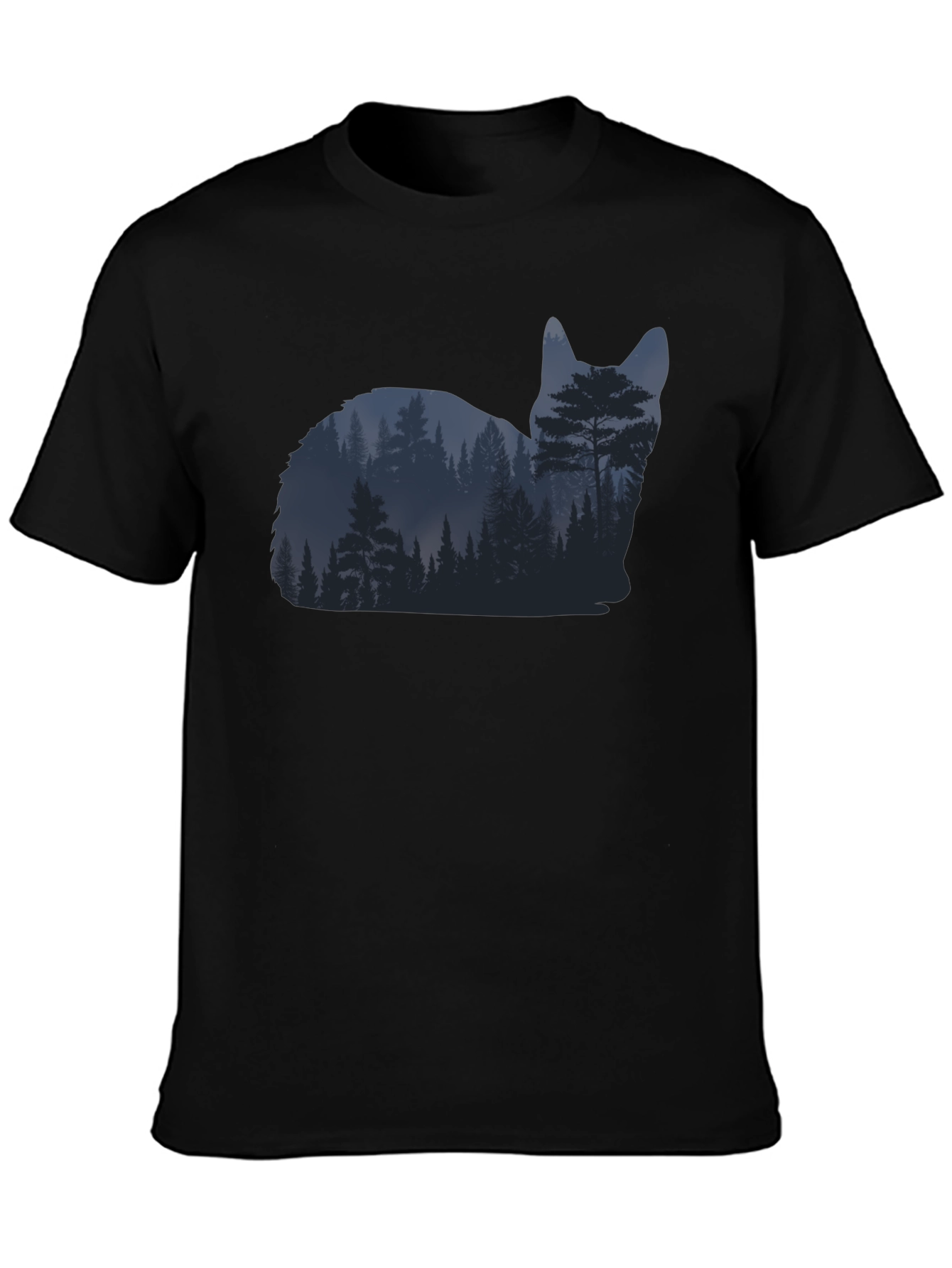 Nature Cat Graphic Tee - Black Cotton Blend