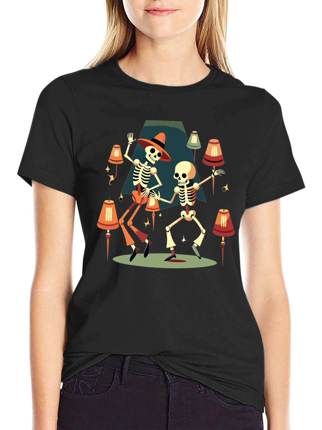 Dancing Skeletons Graphic Tee - Halloween