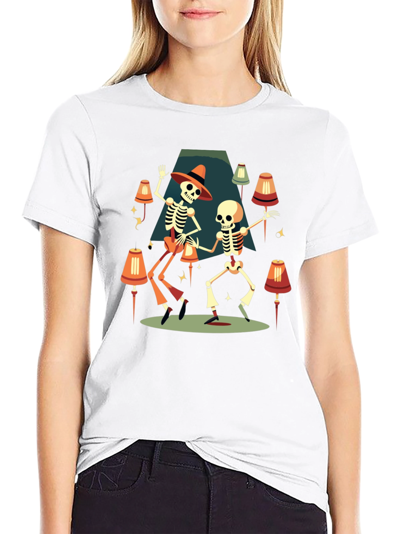 Dancing Skeletons Graphic Tee - Halloween
