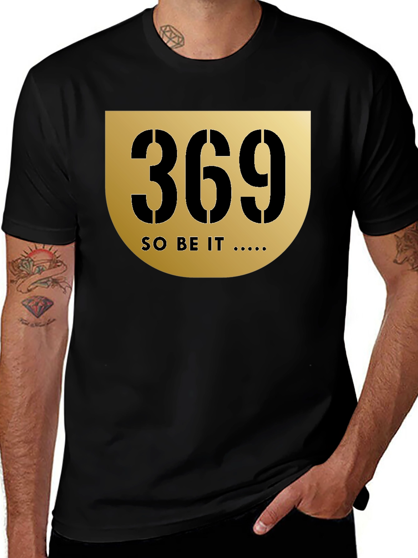 369 Graphic Black T-Shirt - So Be It Design