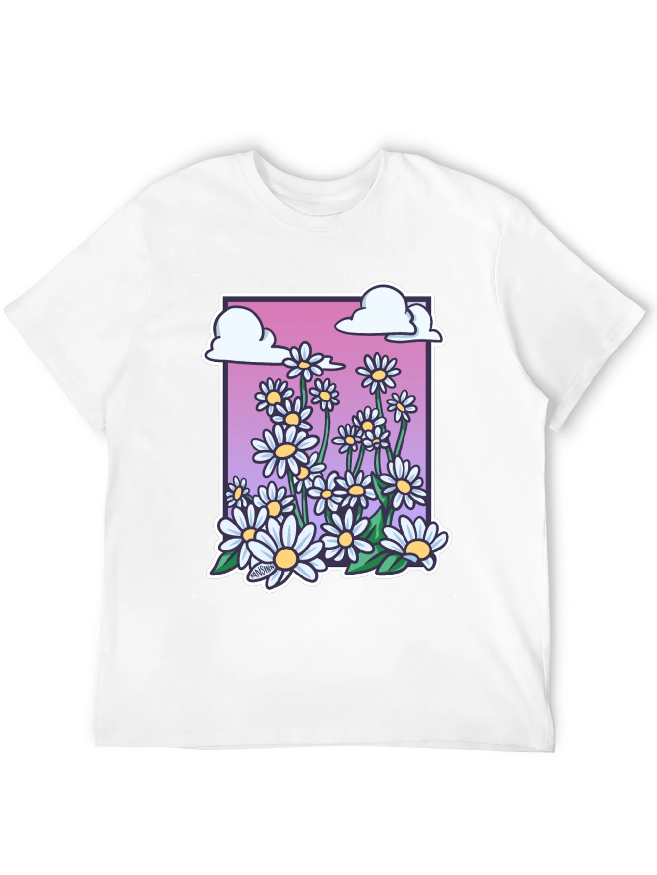 Daisy Cloud Graphic Print Black T-Shirt