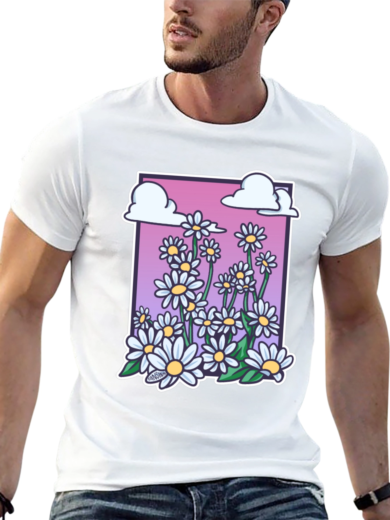 Daisy Cloud Graphic Print Black T-Shirt