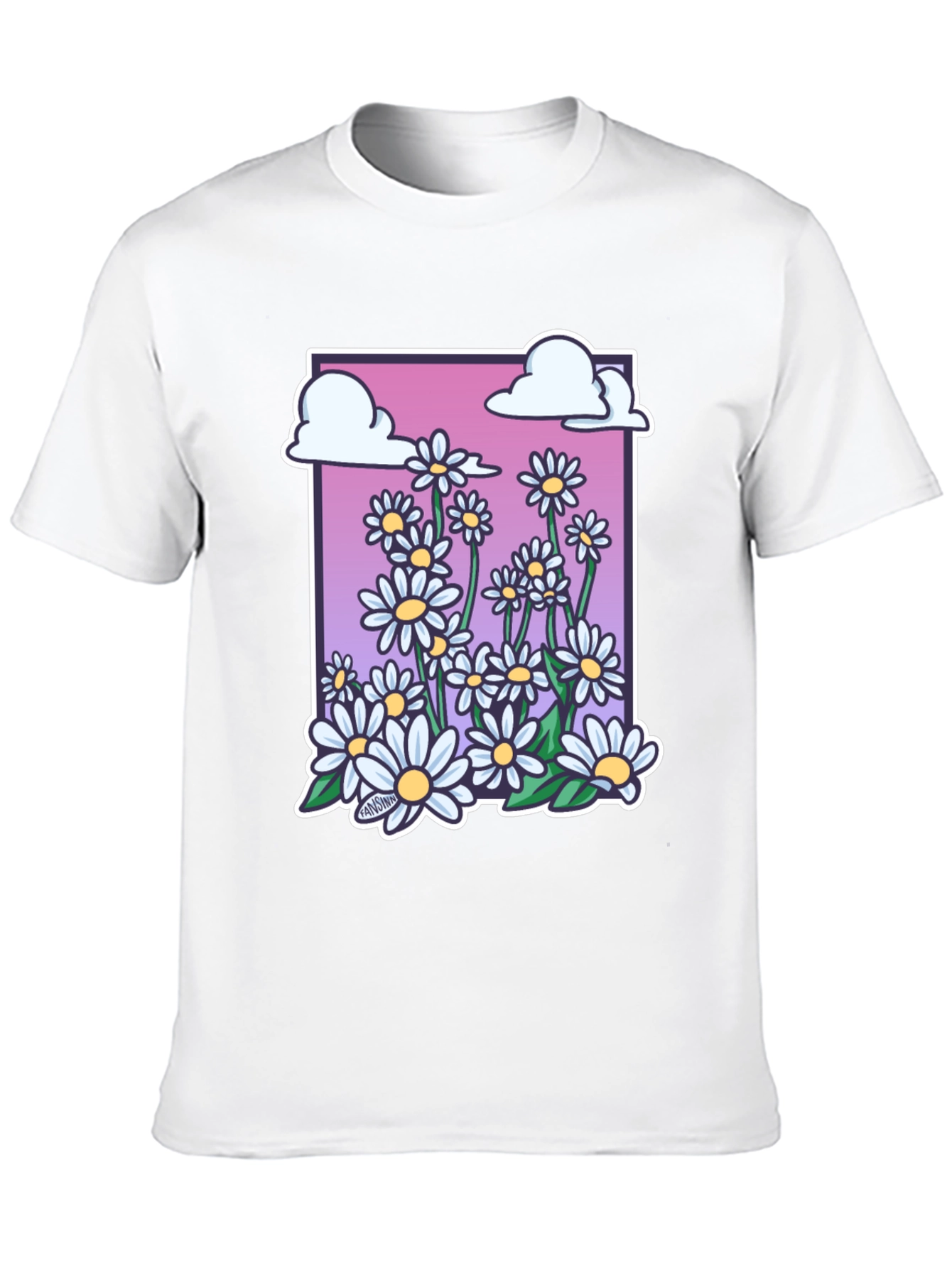 Daisy Cloud Graphic Print Black T-Shirt