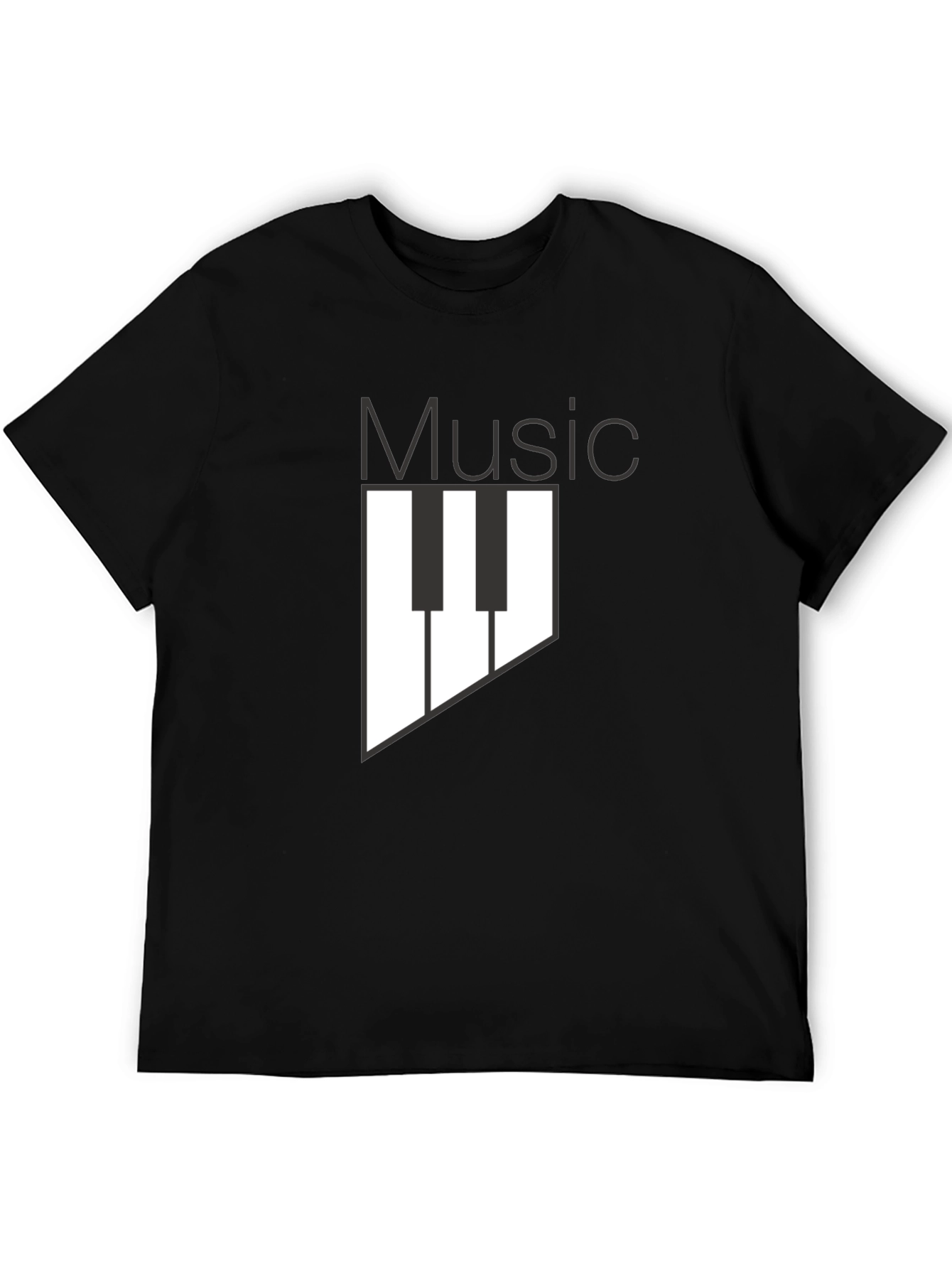 Music Keyboard Graphic Print Black T-Shirt