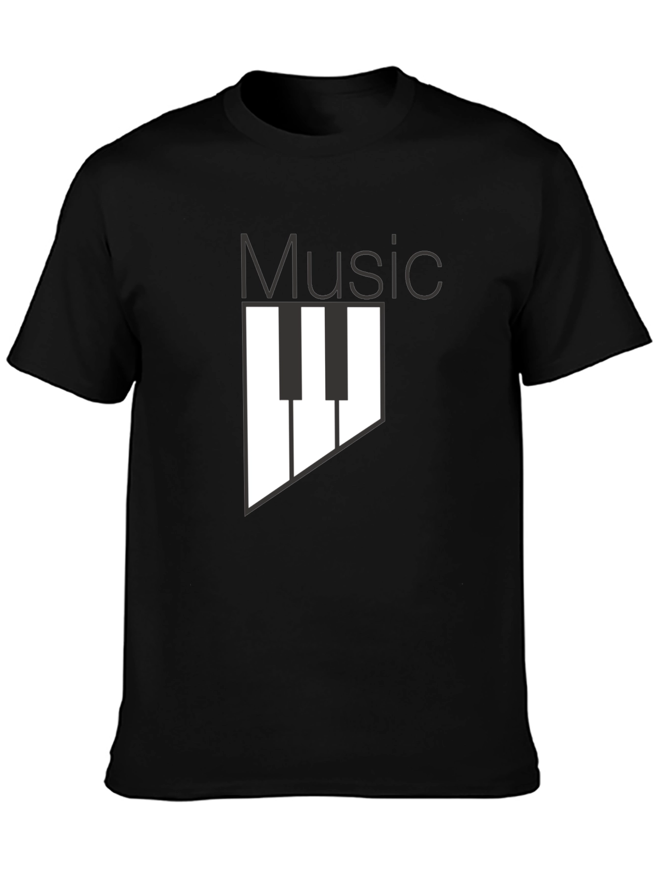 Music Keyboard Graphic Print Black T-Shirt