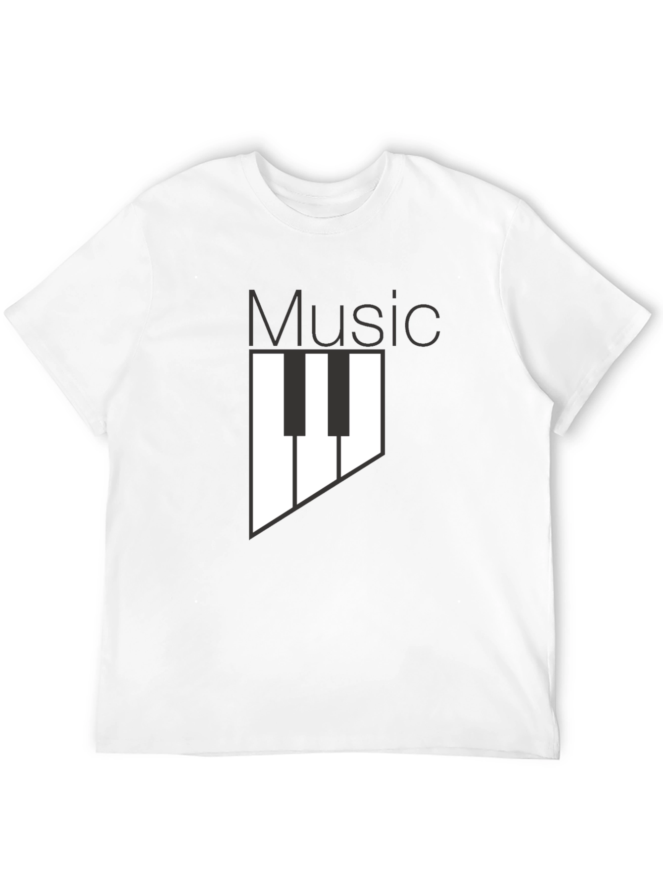 Music Keyboard Graphic Print Black T-Shirt
