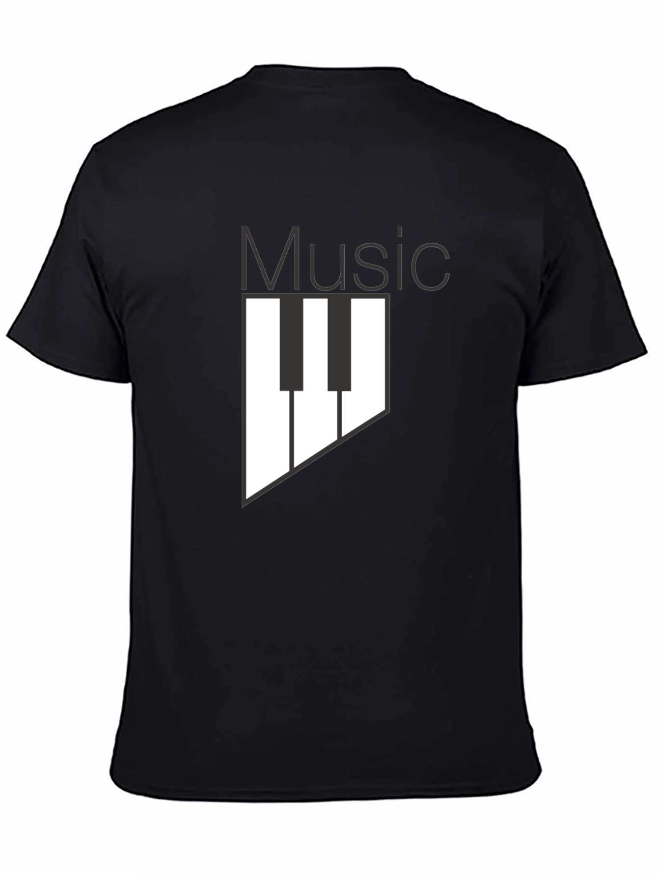 Music Keyboard Graphic Print Black T-Shirt