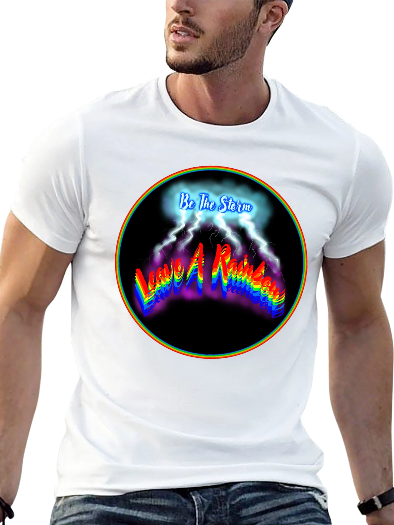 Be The Storm Rainbow Graphic Black T-Shirt