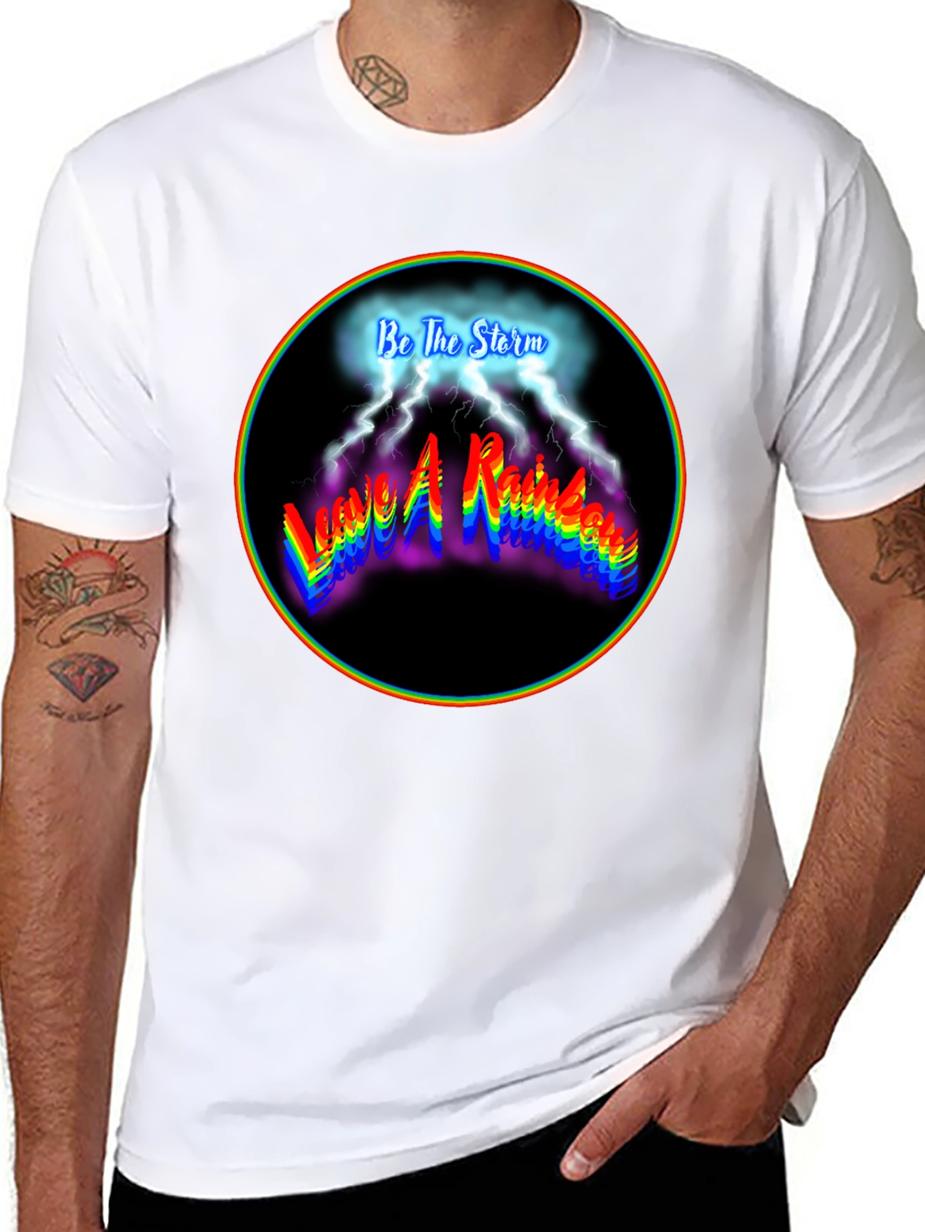 Be The Storm Rainbow Graphic Black T-Shirt