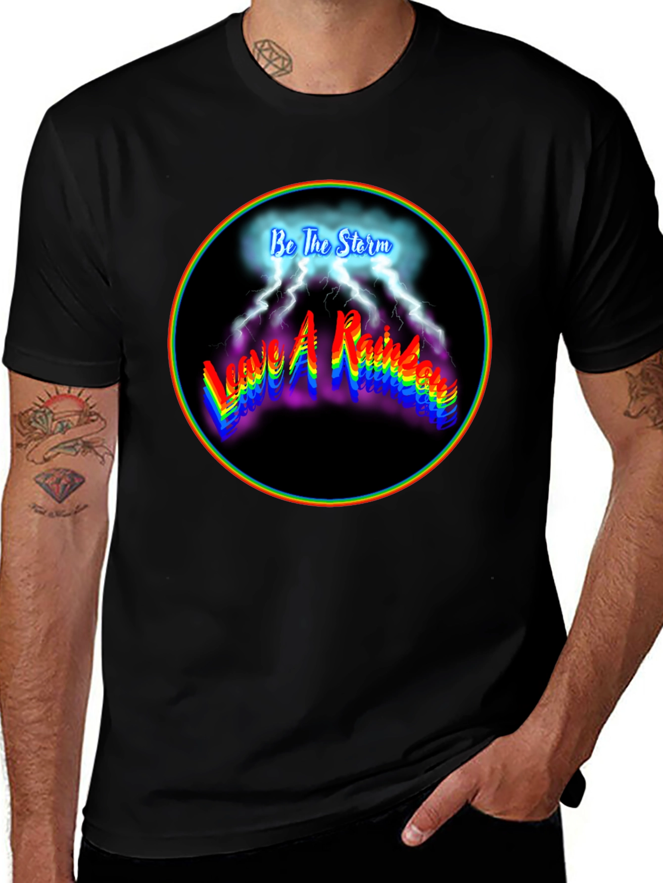 Be The Storm Rainbow Graphic Black T-Shirt