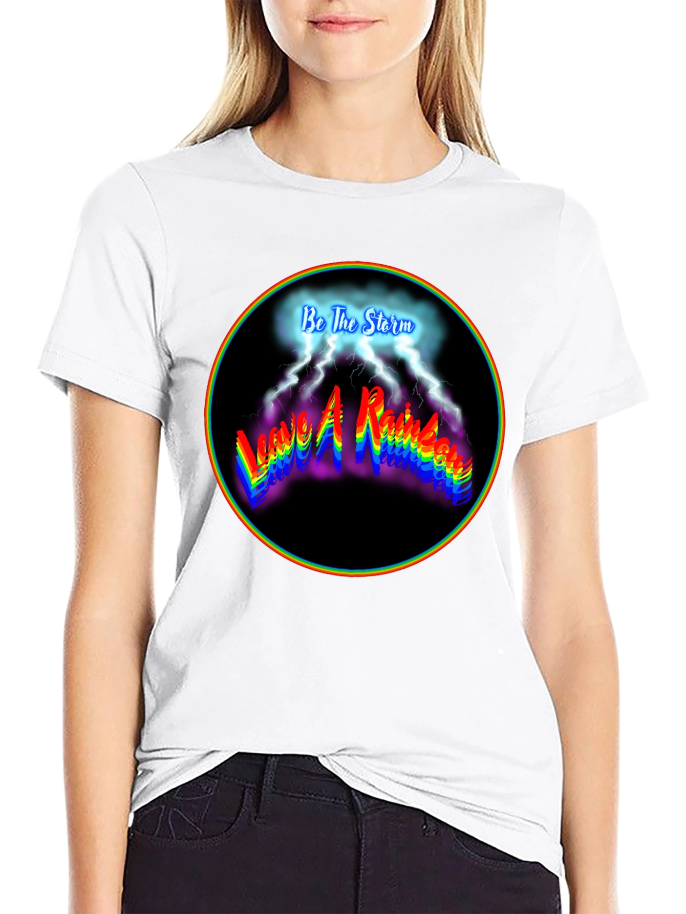 Be The Storm Rainbow Graphic Black T-Shirt